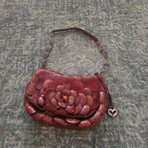 Brighton Red Textured Floral Shoulder Bag